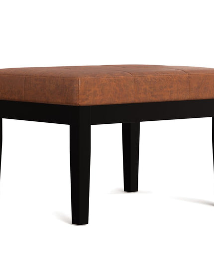 26" Brown and Black Leather Ottoman