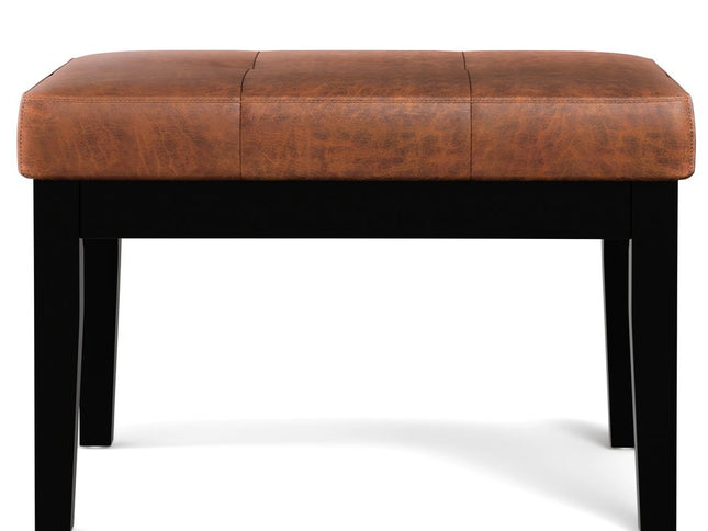 26" Brown and Black Leather Ottoman