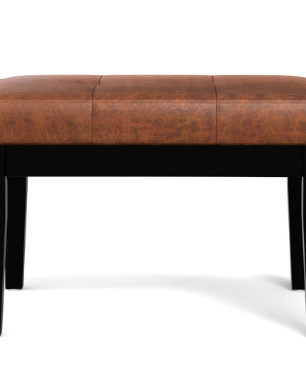 26" Brown and Black Leather Ottoman