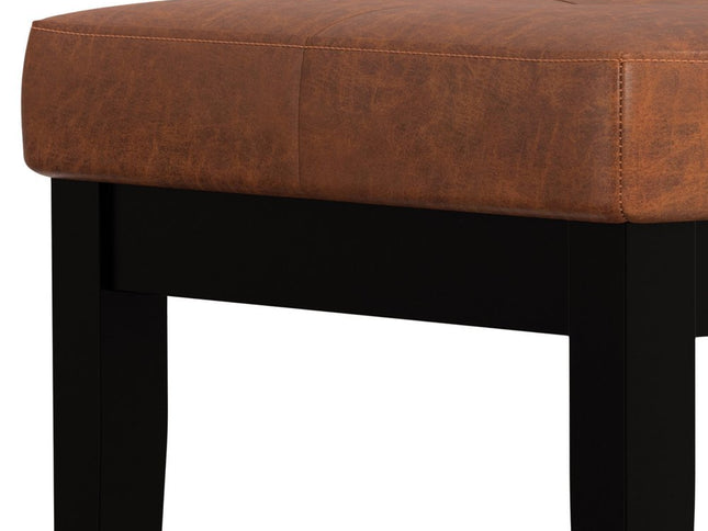 26" Brown and Black Leather Ottoman