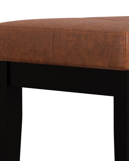 26" Brown and Black Leather Ottoman