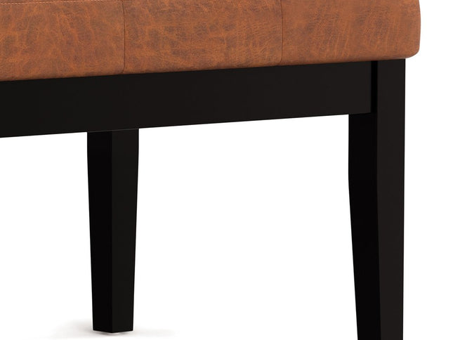 26" Brown and Black Leather Ottoman