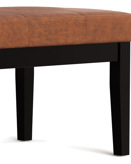 26" Brown and Black Leather Ottoman