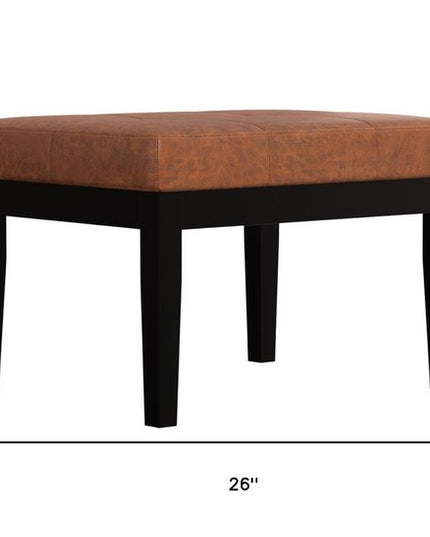 26" Brown and Black Leather Ottoman