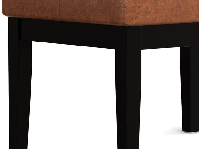 26" Brown and Black Leather Ottoman