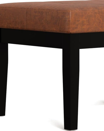 26" Brown and Black Leather Ottoman