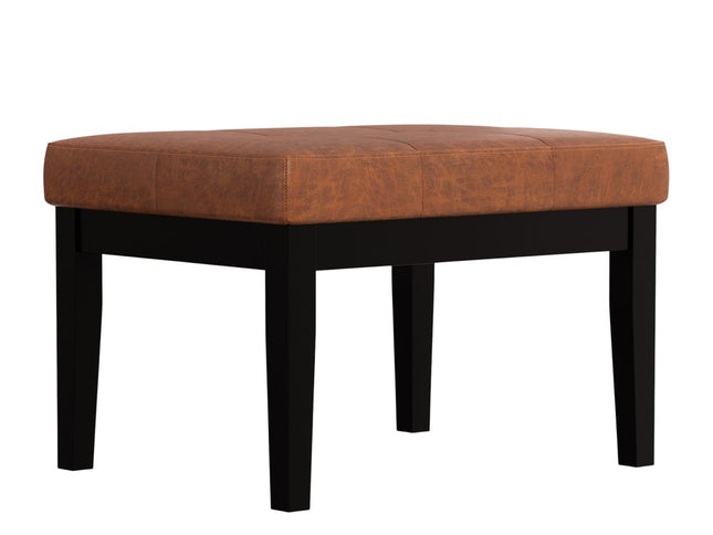 26" Brown and Black Leather Ottoman