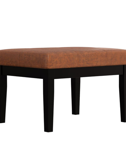 26" Brown and Black Leather Ottoman