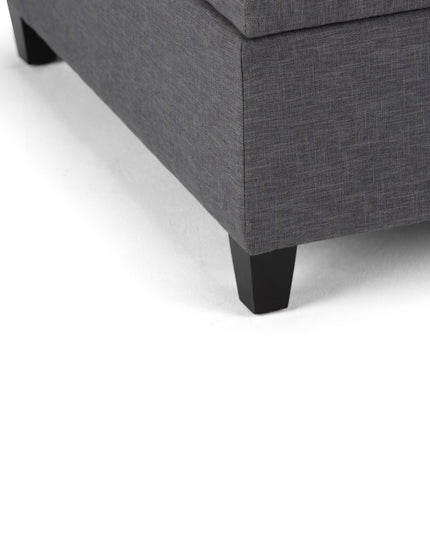 36" Gray and Espresso Fabric Cocktail Ottoman With Storage