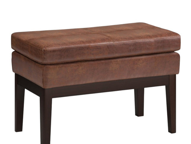 26" Brown and Dark Brown Fabric Ottoman
