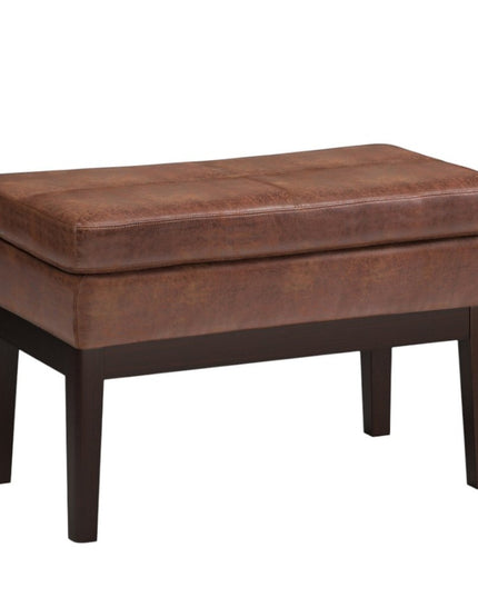 26" Brown and Dark Brown Fabric Ottoman