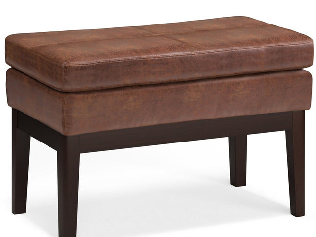 26" Brown and Dark Brown Fabric Ottoman