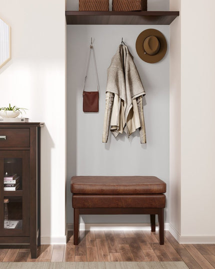 26" Brown and Dark Brown Fabric Ottoman