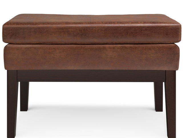 26" Brown and Dark Brown Fabric Ottoman