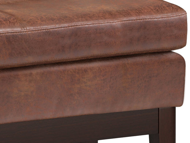 26" Brown and Dark Brown Fabric Ottoman