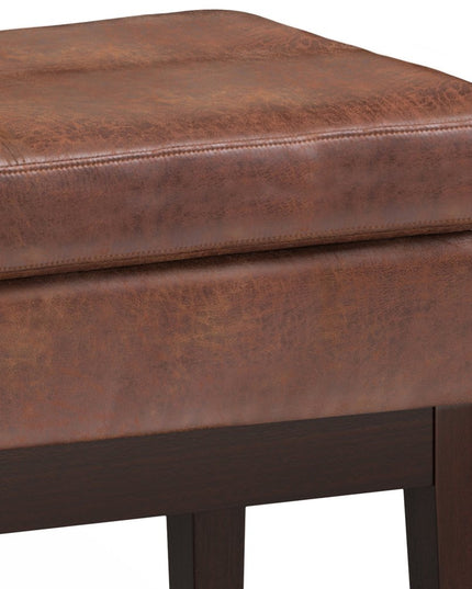 26" Brown and Dark Brown Fabric Ottoman