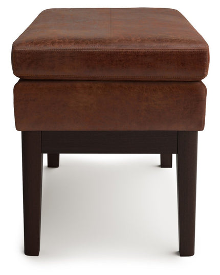 26" Brown and Dark Brown Fabric Ottoman