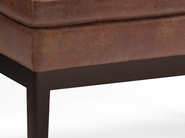 26" Brown and Dark Brown Fabric Ottoman