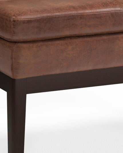 26" Brown and Dark Brown Fabric Ottoman