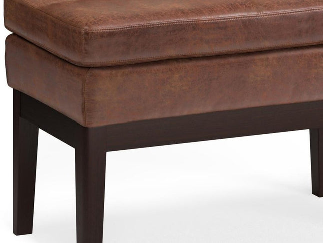 26" Brown and Dark Brown Fabric Ottoman