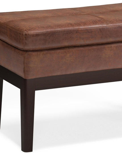 26" Brown and Dark Brown Fabric Ottoman