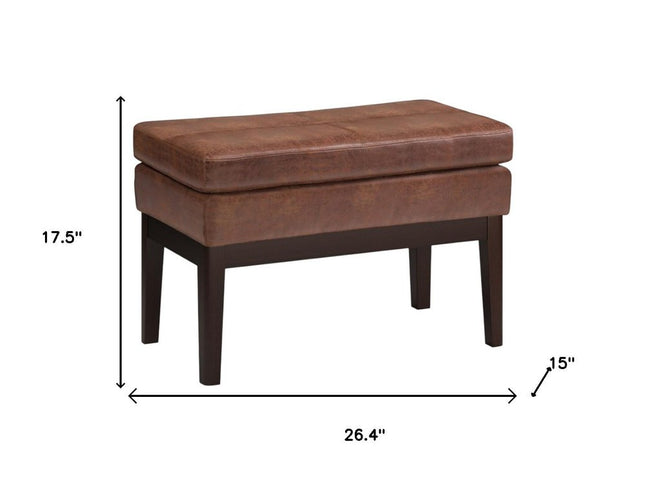 26" Brown and Dark Brown Fabric Ottoman