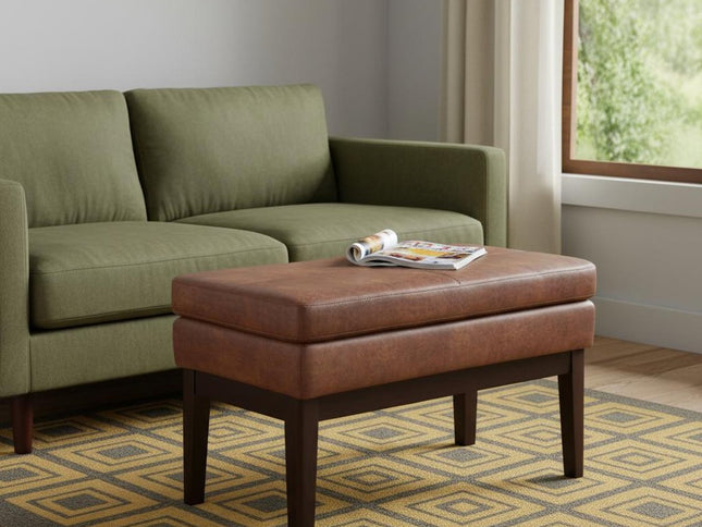 26" Brown and Dark Brown Fabric Ottoman