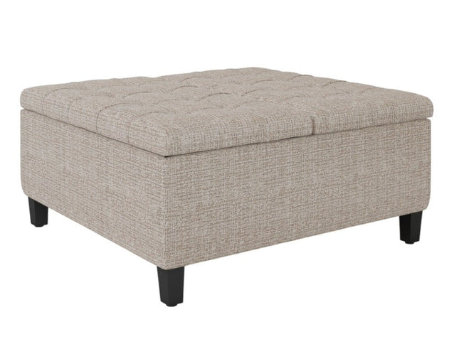 36" Platinum and Dark Brown Fabric Cocktail Ottoman With Storage