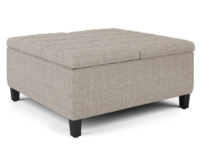 36" Platinum and Dark Brown Fabric Cocktail Ottoman With Storage