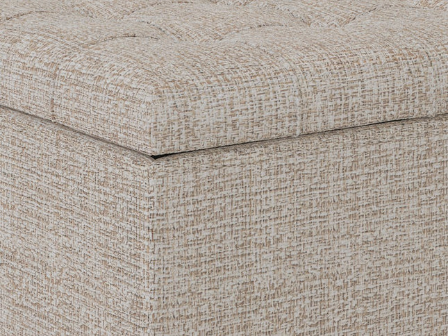 36" Platinum and Dark Brown Fabric Cocktail Ottoman With Storage