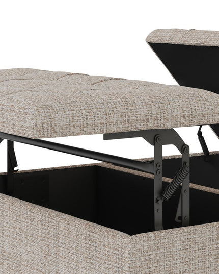 36" Platinum and Dark Brown Fabric Cocktail Ottoman With Storage