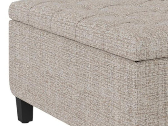 36" Platinum and Dark Brown Fabric Cocktail Ottoman With Storage