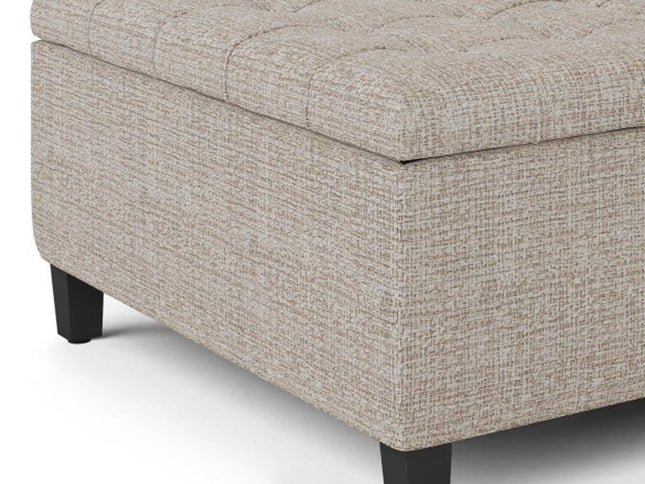 36" Platinum and Dark Brown Fabric Cocktail Ottoman With Storage