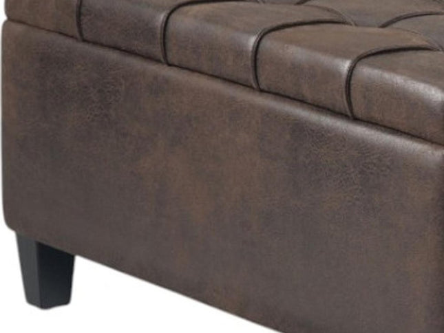 36" Brown and Espresso Leather Cocktail Ottoman With Storage