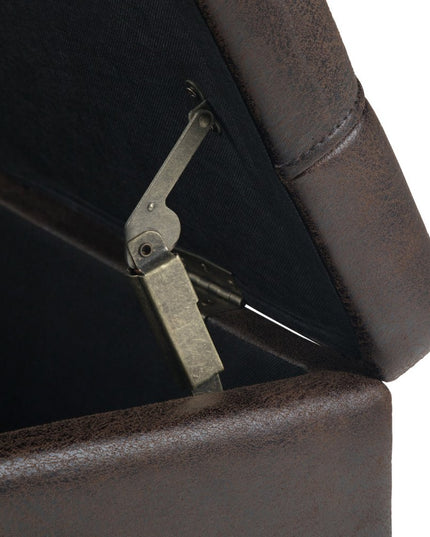 36" Brown and Espresso Leather Cocktail Ottoman With Storage