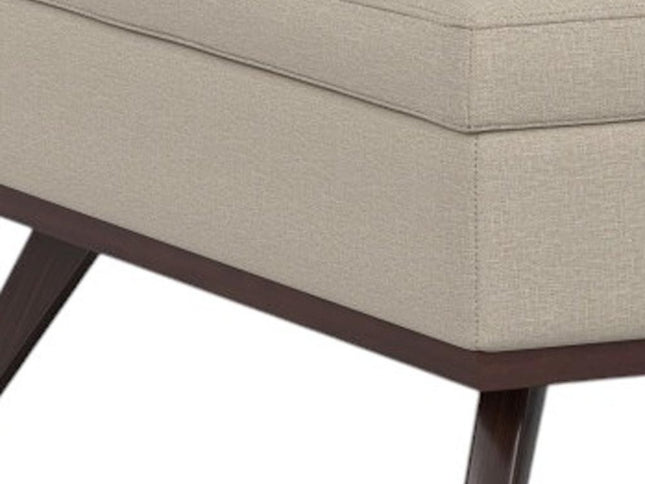 40" Natural and Brown Fabric Cocktail Ottoman With Storage