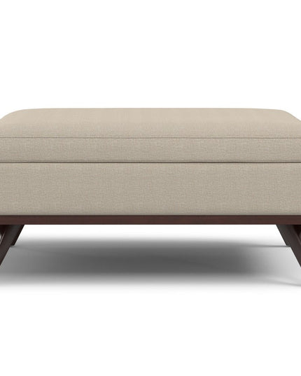 40" Natural and Brown Fabric Cocktail Ottoman With Storage