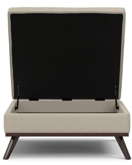 40" Natural and Brown Fabric Cocktail Ottoman With Storage