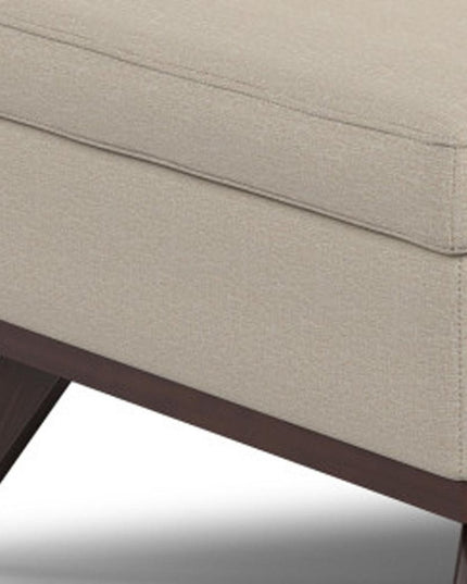 40" Natural and Brown Fabric Cocktail Ottoman With Storage