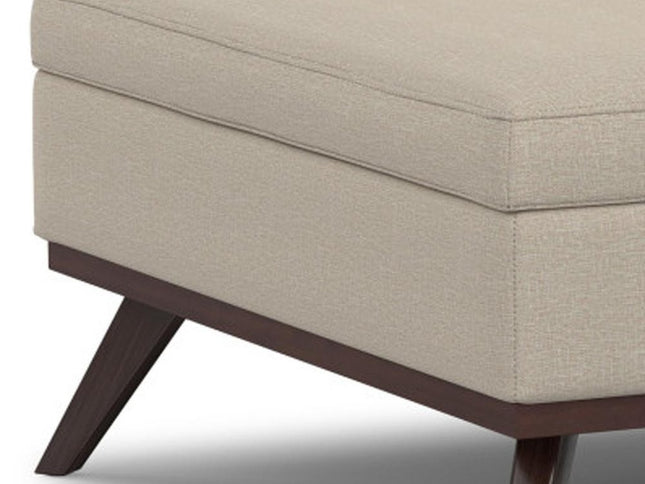40" Natural and Brown Fabric Cocktail Ottoman With Storage