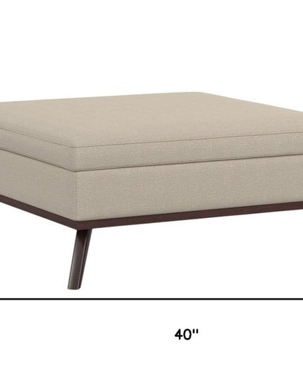 40" Natural and Brown Fabric Cocktail Ottoman With Storage