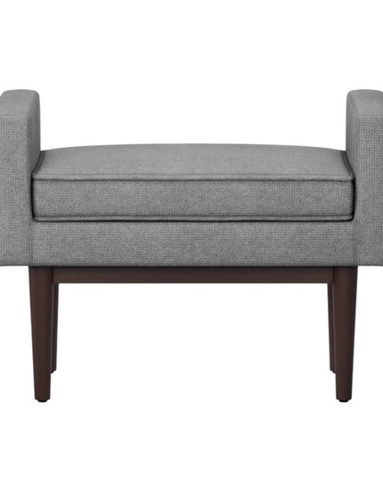 29" Gray and Walnut Linen Ottoman