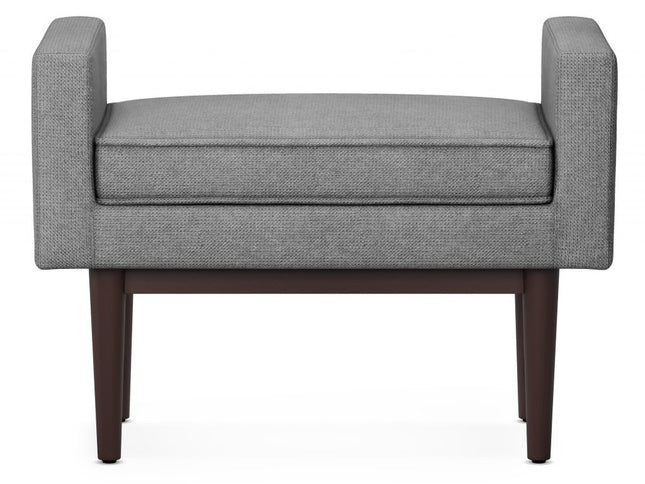 29" Gray and Walnut Linen Ottoman
