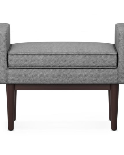 29" Gray and Walnut Linen Ottoman