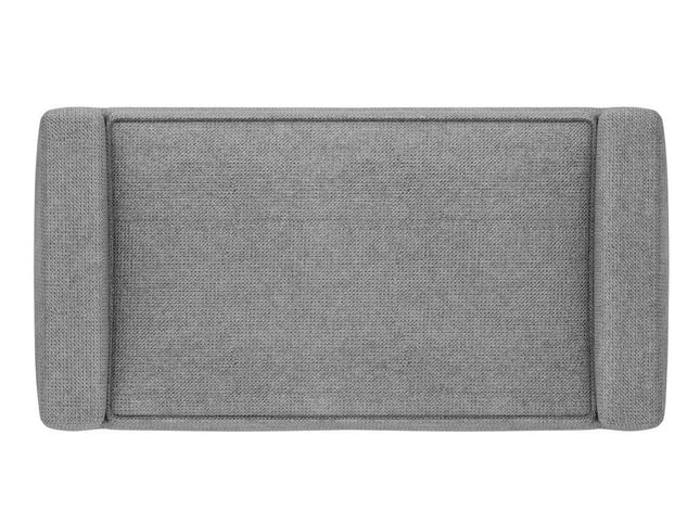 29" Gray and Walnut Linen Ottoman