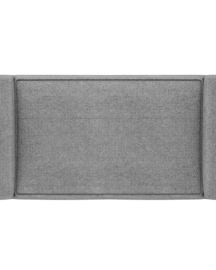 29" Gray and Walnut Linen Ottoman