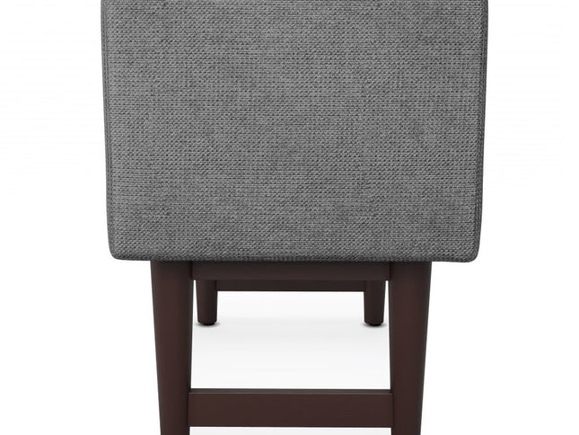 29" Gray and Walnut Linen Ottoman