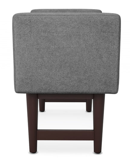 29" Gray and Walnut Linen Ottoman