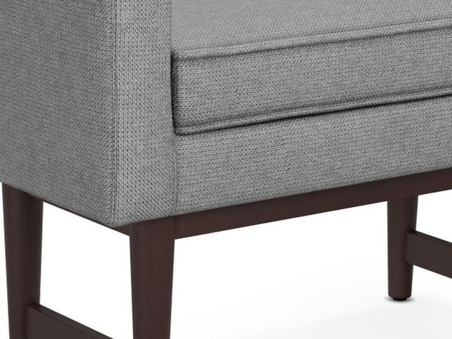 29" Gray and Walnut Linen Ottoman