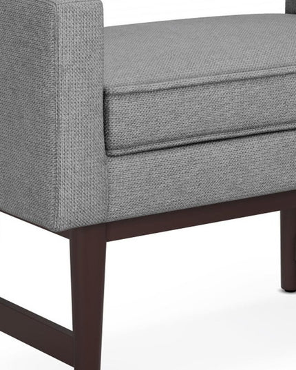 29" Gray and Walnut Linen Ottoman